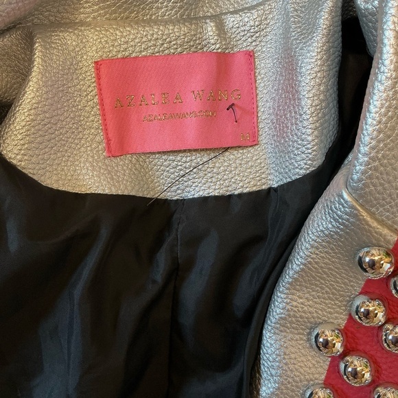 New Women’s AZALEA WANG Peridot Patch Work Moto Studded Jacket Sz M - Picture 5 of 7